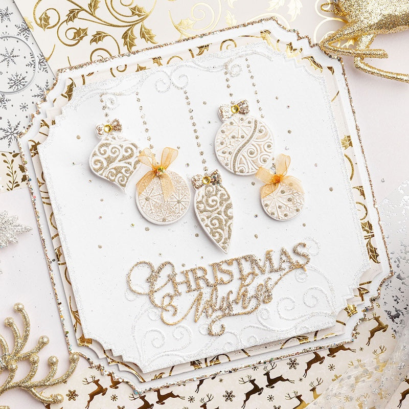 Chloe's Creative Cards Hanging Baubles 3D Embossing Folder and Die Set c-3dembdie-hbau wishes