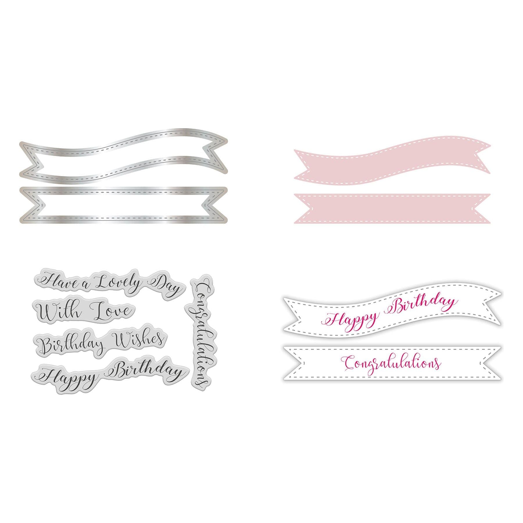 Chloe's Creative Cards Heartfelt Daisy Sentiments Dies, Stamps and Cut and Emboss Folder Bundle line art die