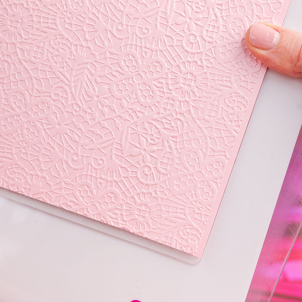 Chloe's Creative Cards Lace Background Embossing Folder c-8emb-laceb detail