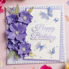 Chloe's Creative Cards Majestic Flower 5x7 Cut and Emboss Folder c-cemb-majfl purple flowers leaves butterflies card