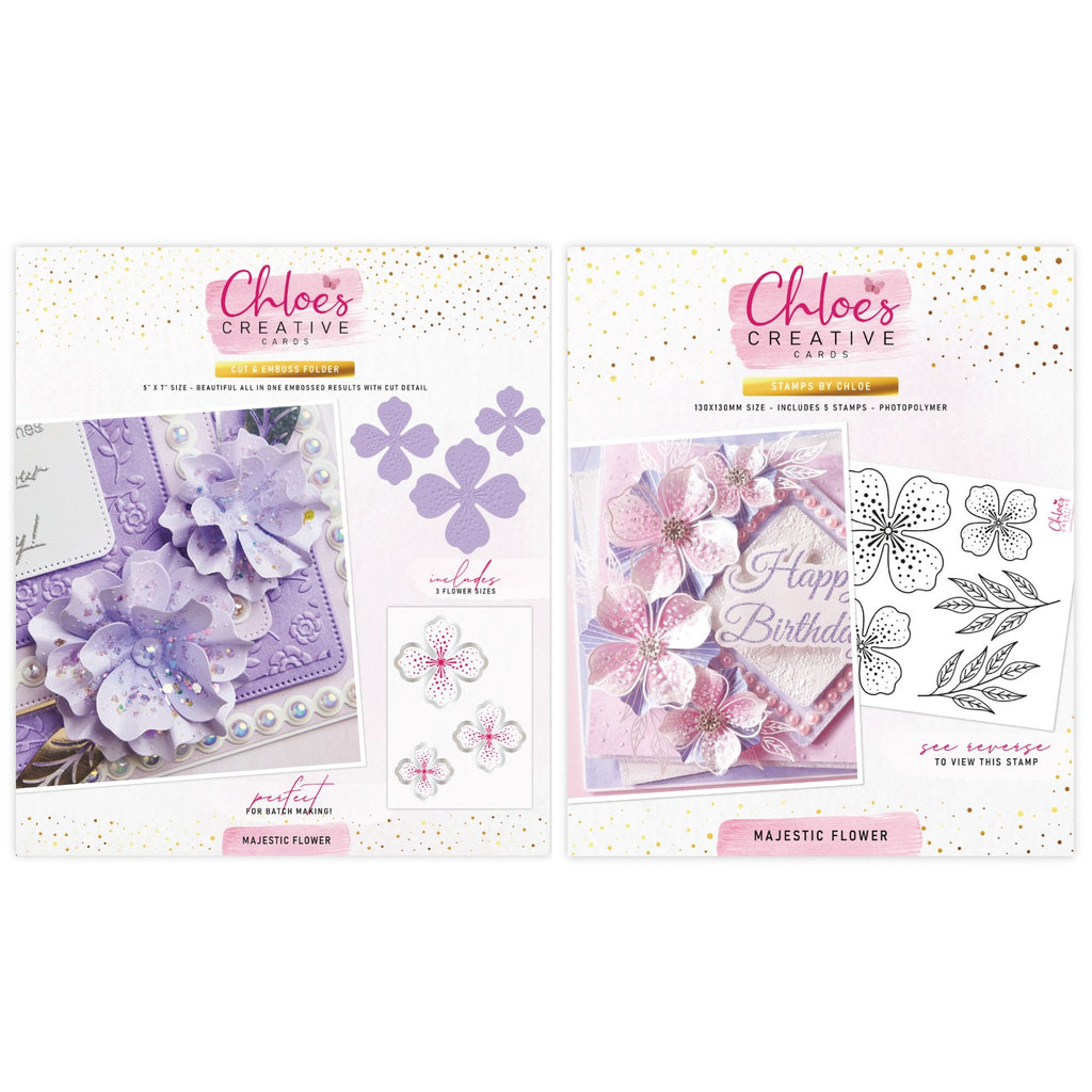 Chloe's Creative Cards Majestic Flower Stamp and Cut and Emboss Folder Bundle