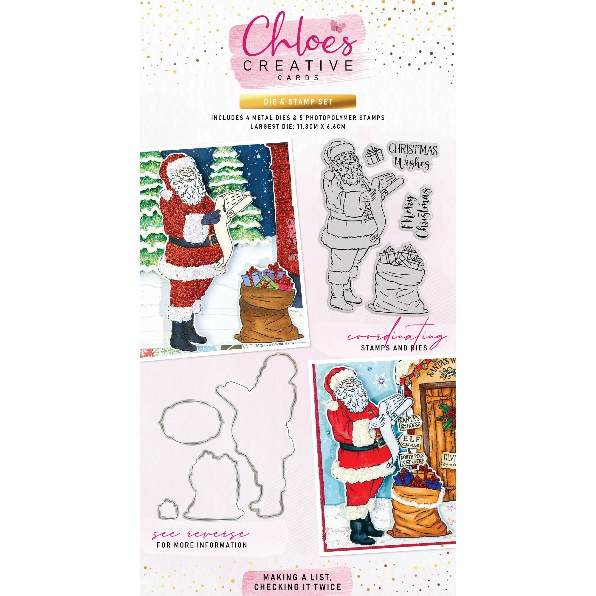 Chloe’s Creative Cards Making a List, Checking it Twice Die and Stamp Set c-diest-swlist