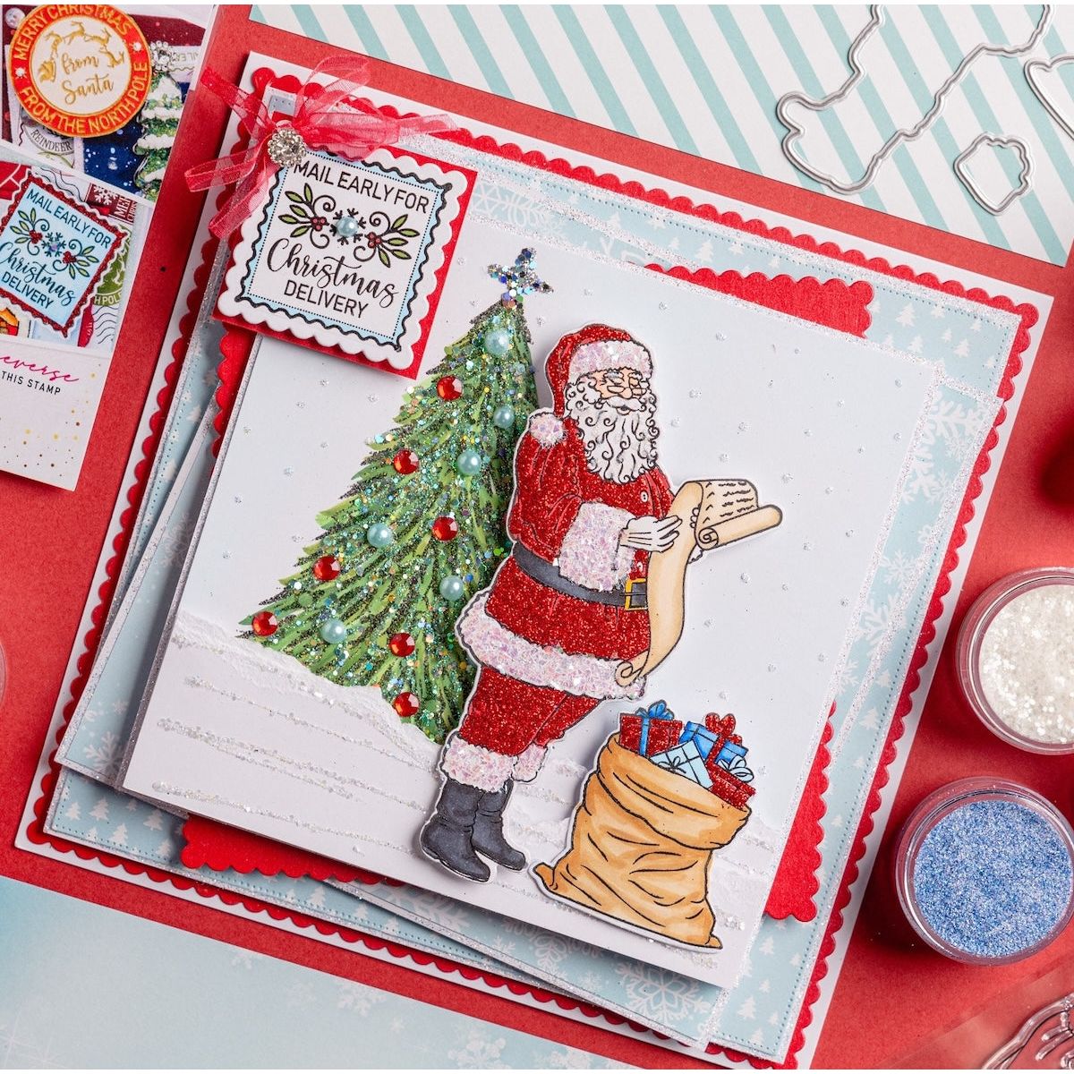 Chloe’s Creative Cards Making a List, Checking it Twice Die and Stamp Set c-diest-swlist Santa