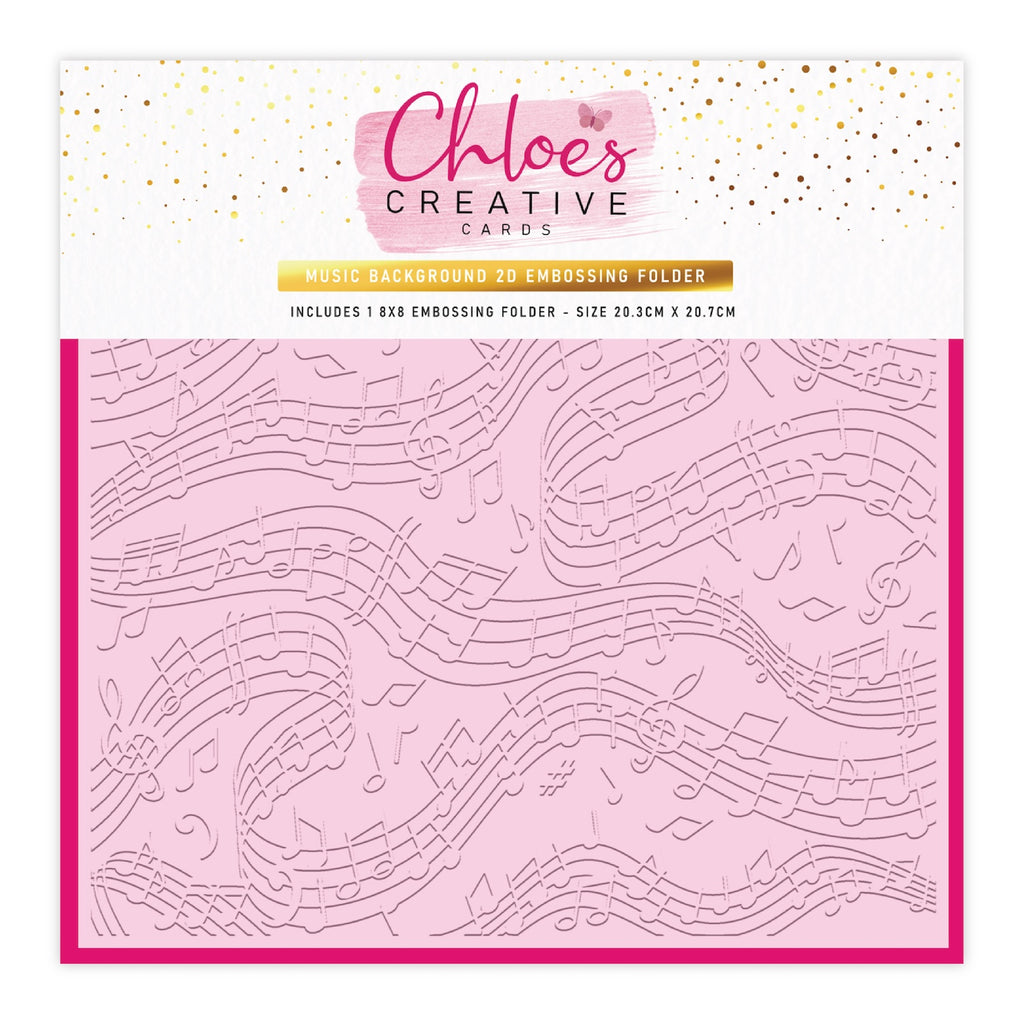 8 Emboss Chloe's Creative Cards Music Background 8x8 Embossing Folder c-8emb-mu ...