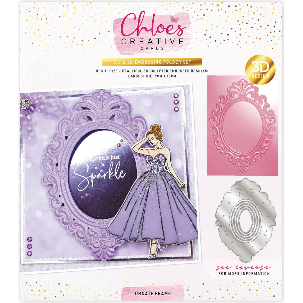 Chloe's Creative Cards Ornate Frame 3D Embossing Folder and Dies c-3dembdie-ornatef
