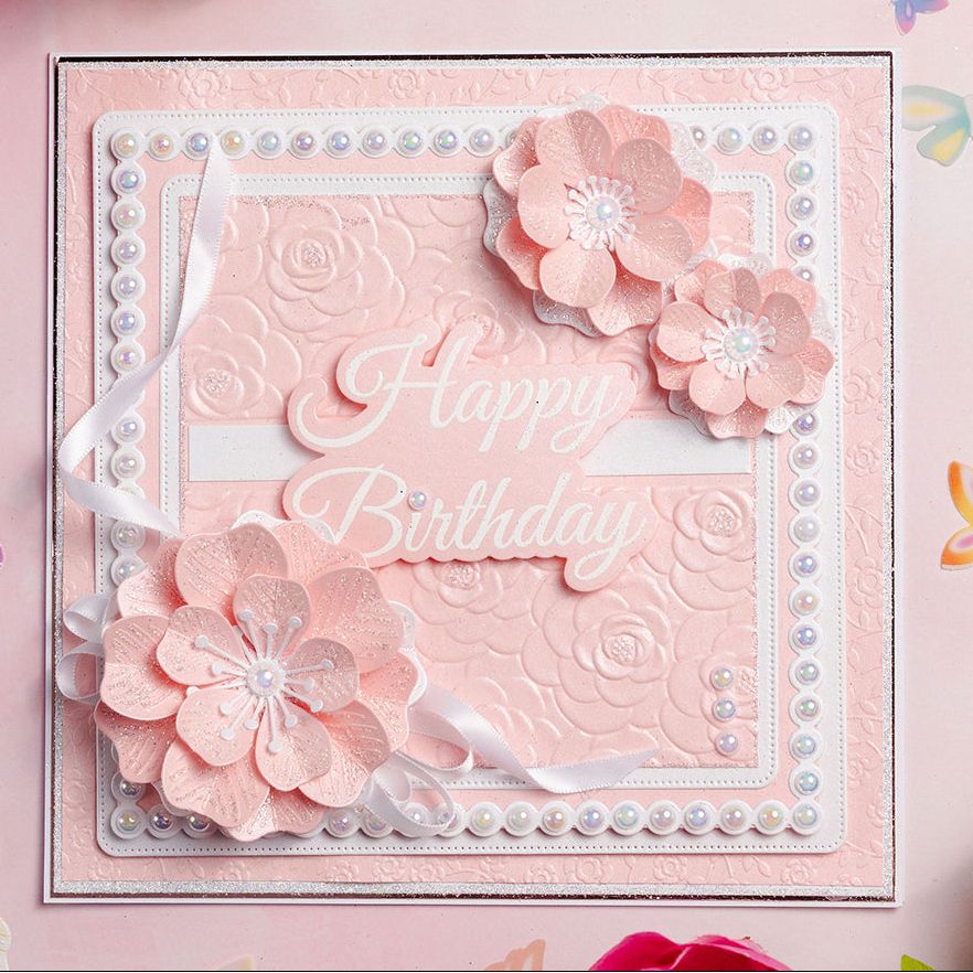 Chloe's Creative Cards Pearly Squares Dies c-mdie-8ps flowers pearls floral background card