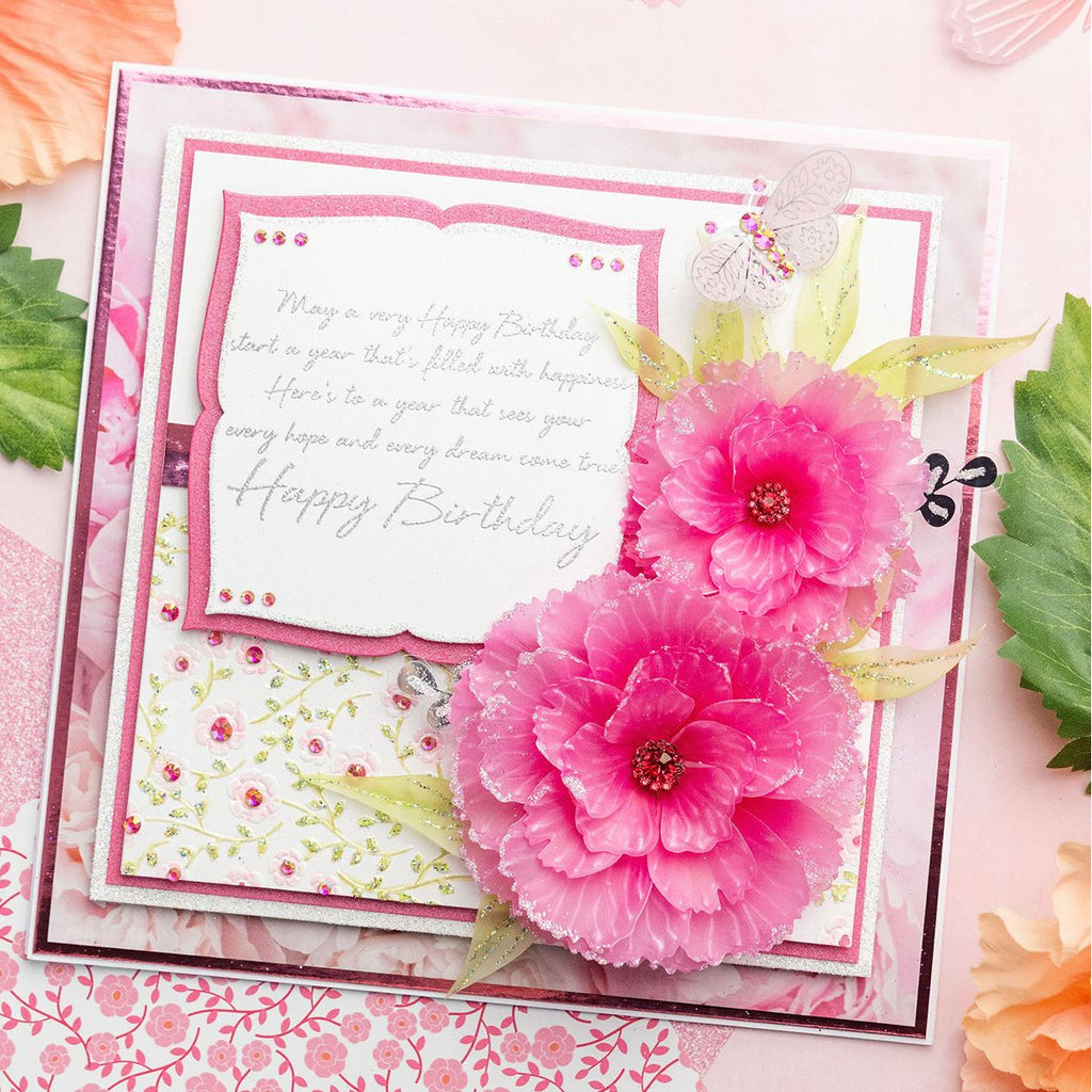 Chloe’s Creative Cards Peony Background 2D Embossing Folder c-8emb-ppeo birthday