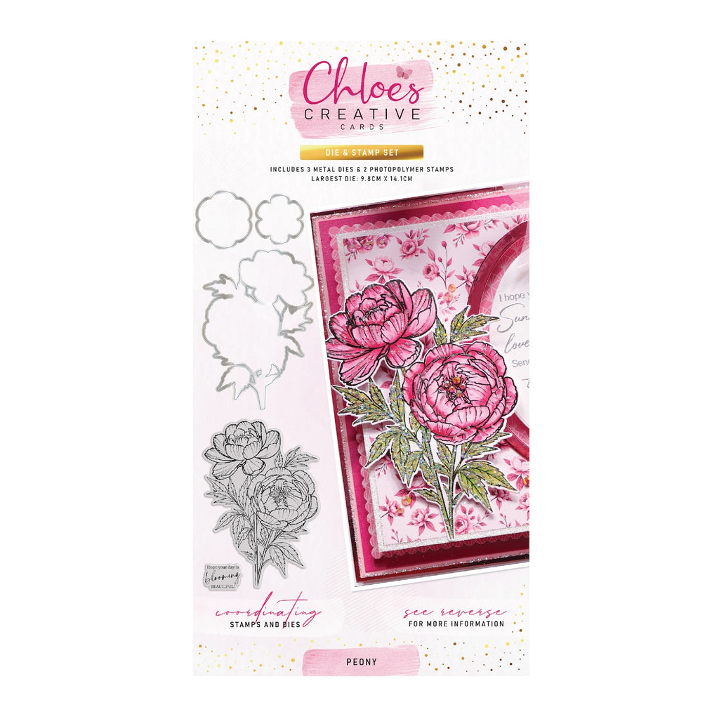 Chloe’s Creative Cards Peony Die and Stamp Set c-diest-peo