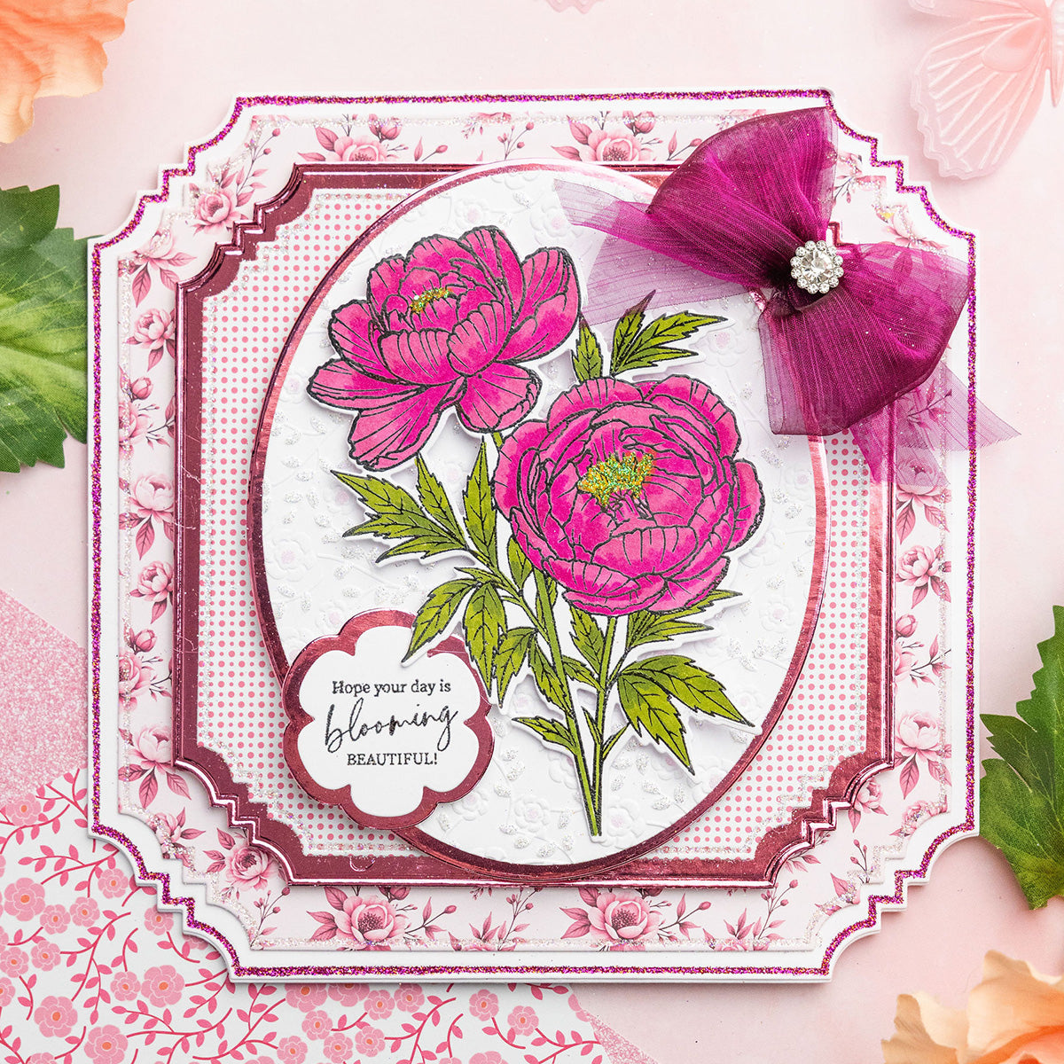 Chloe’s Creative Cards Peony Die and Stamp Set c-diest-peo blooming beautiful