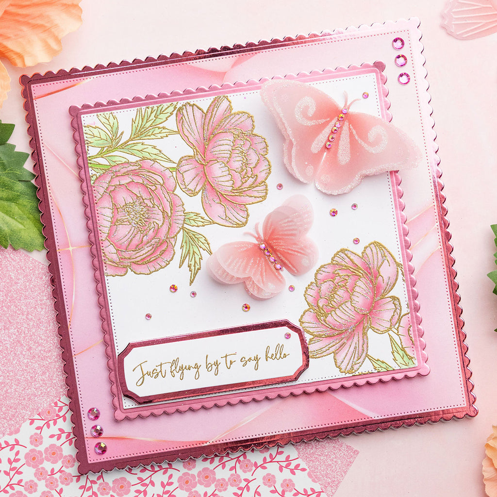Chloe’s Creative Cards Peony Die and Stamp Set c-diest-peo flying by