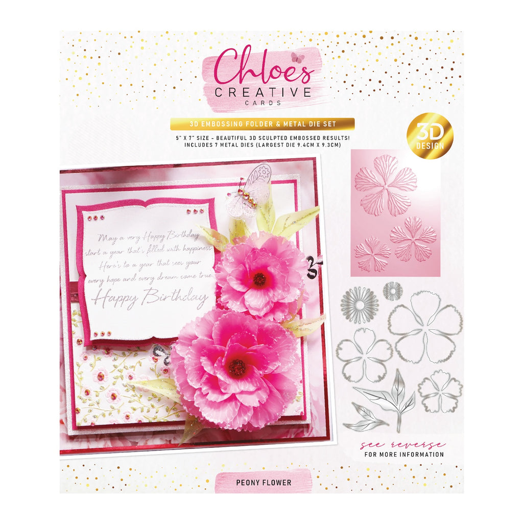 Chloe’s Creative Cards Peony Flower 3D Embossing Folder and Die c-3dembdiest-pf