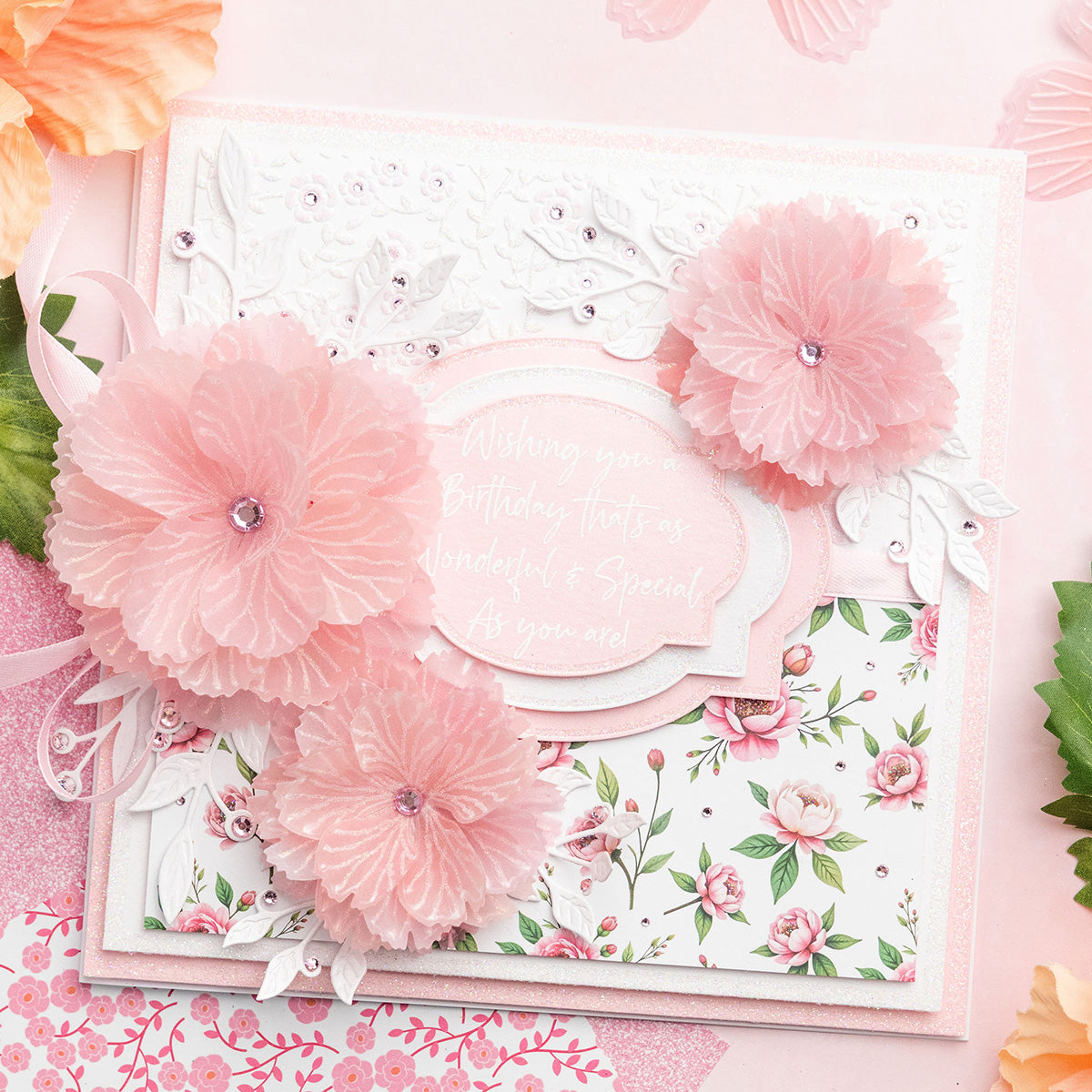 Chloe’s Creative Cards Peony Flower 3D Embossing Folder and Die c-3dembdiest-pf birthday pink