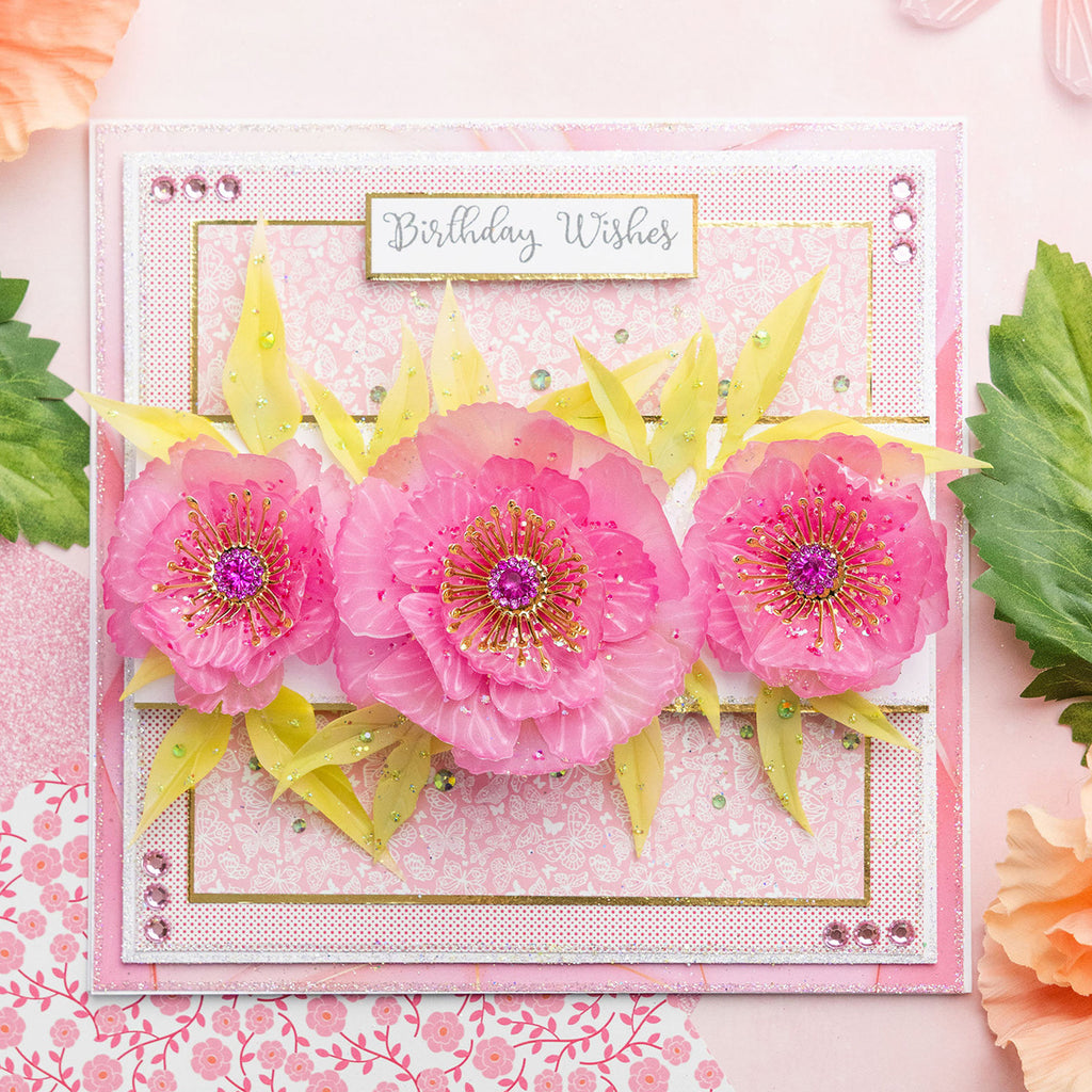 Chloe’s Creative Cards Peony Flower 3D Embossing Folder and Die c-3dembdiest-pf birthday wishes