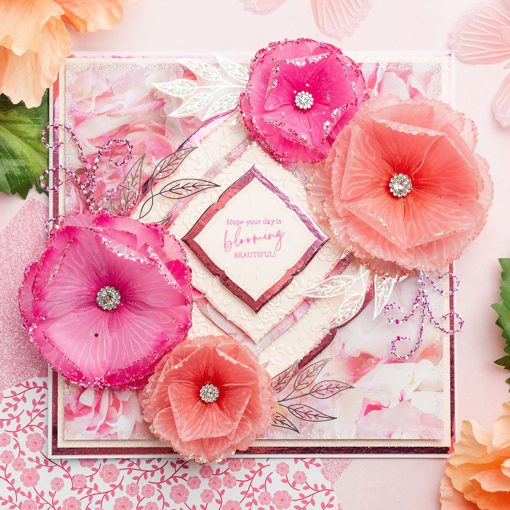 Chloe’s Creative Cards Peony Flowers Folder, Die and Vellum Bundle beautiful