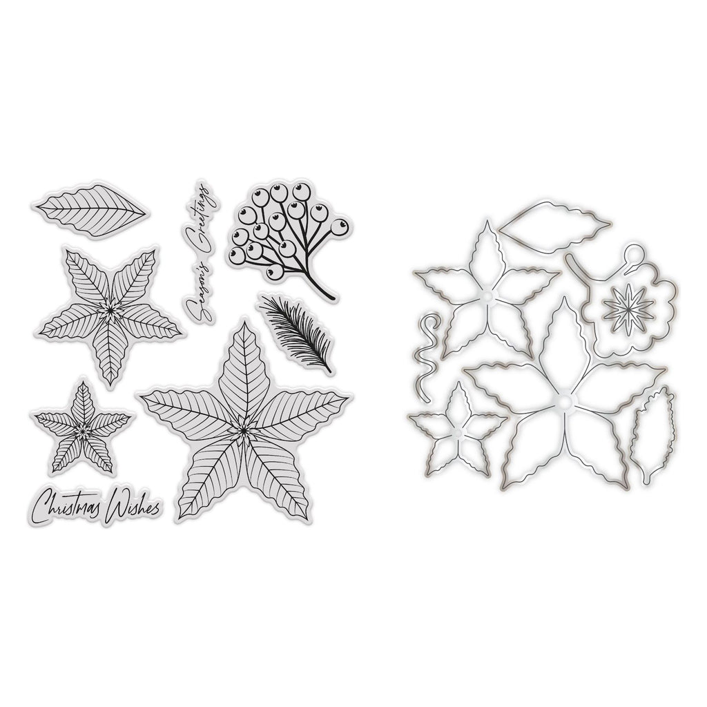 Chloe’s Creative Cards Poinsettia 3D Embossing Folder, Die and Stamp Set c-3dembdiest-poin dies