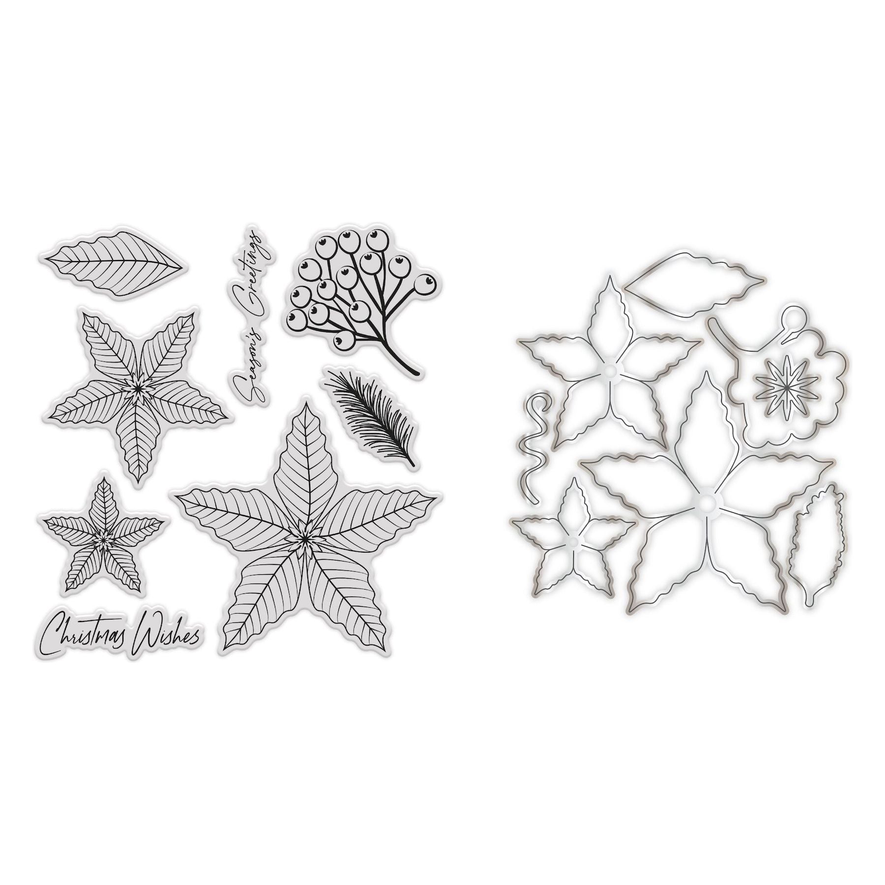 Chloe’s Creative Cards Poinsettia Folder, Die, Stamp and Vellum Bundle stamp die