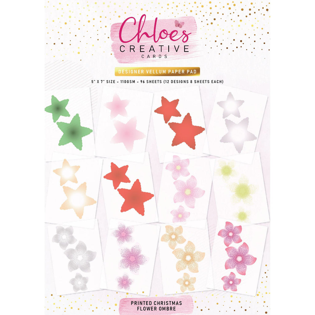 Chloe's Creative Cards Printed Christmas Flower Ombre Vellum c-vpad-5x7xmas