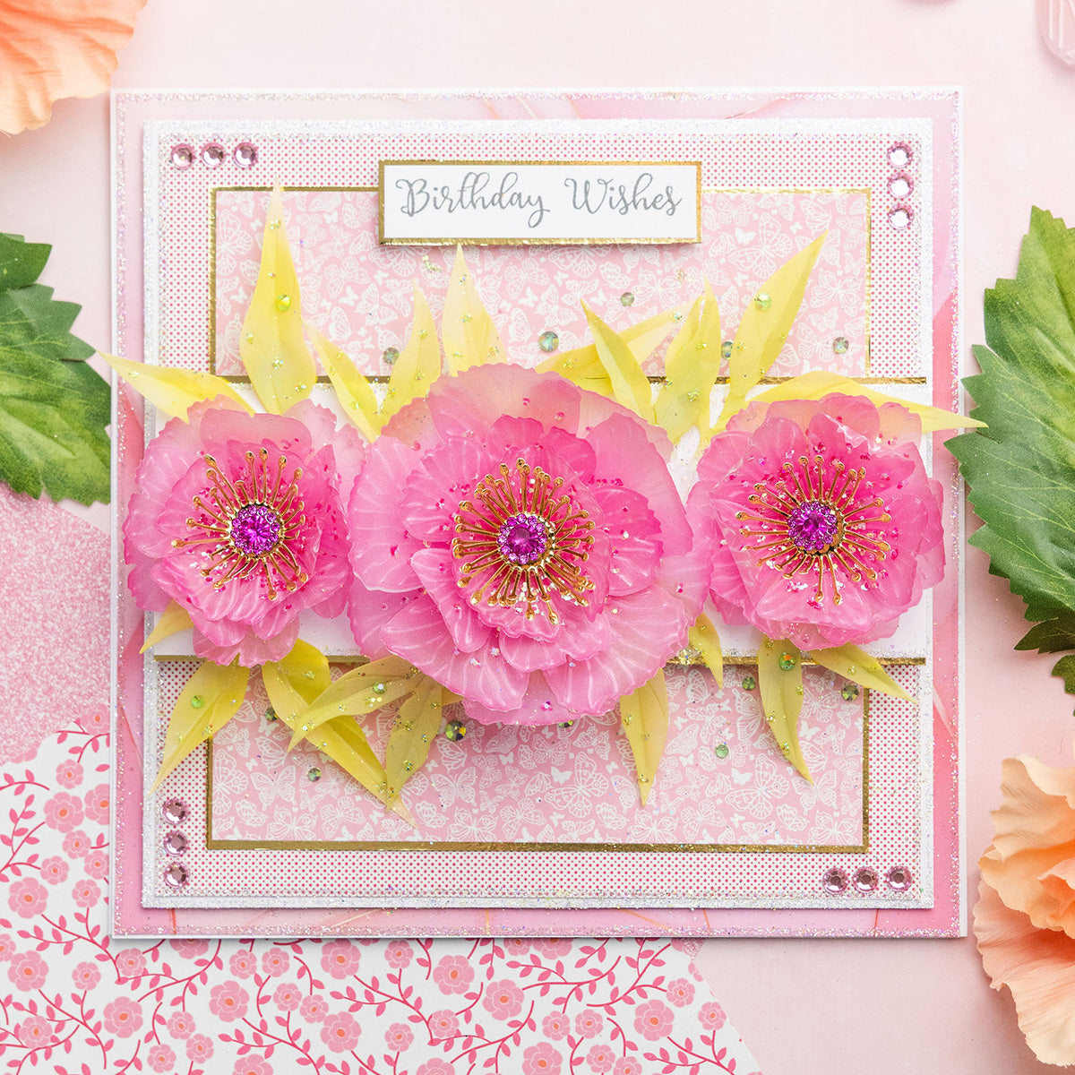 Chloe’s Creative Cards Printed Pretty Peonies Ombre Vellum c-vpad-5x7peo birthday wishes