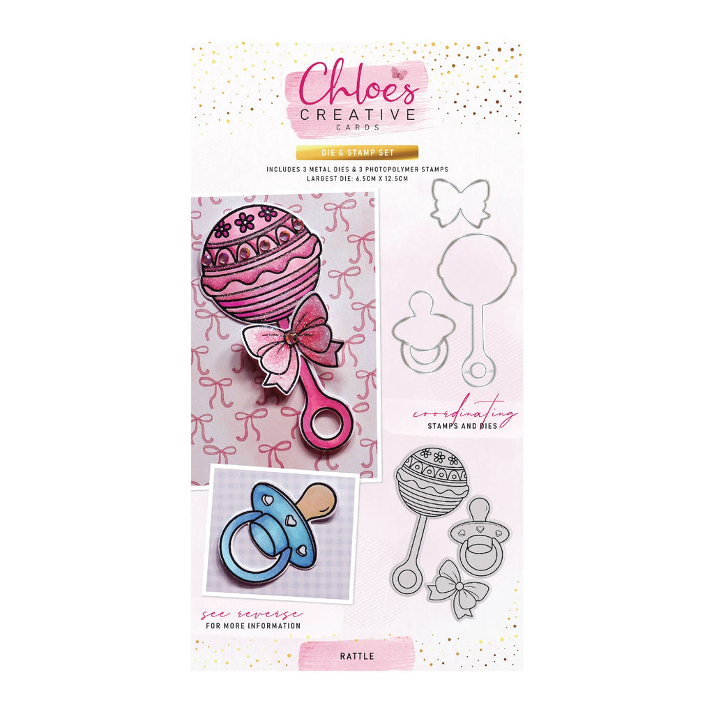 Chloe’s Creative Cards Rattle Die and Stamp Set c-diest-babyr