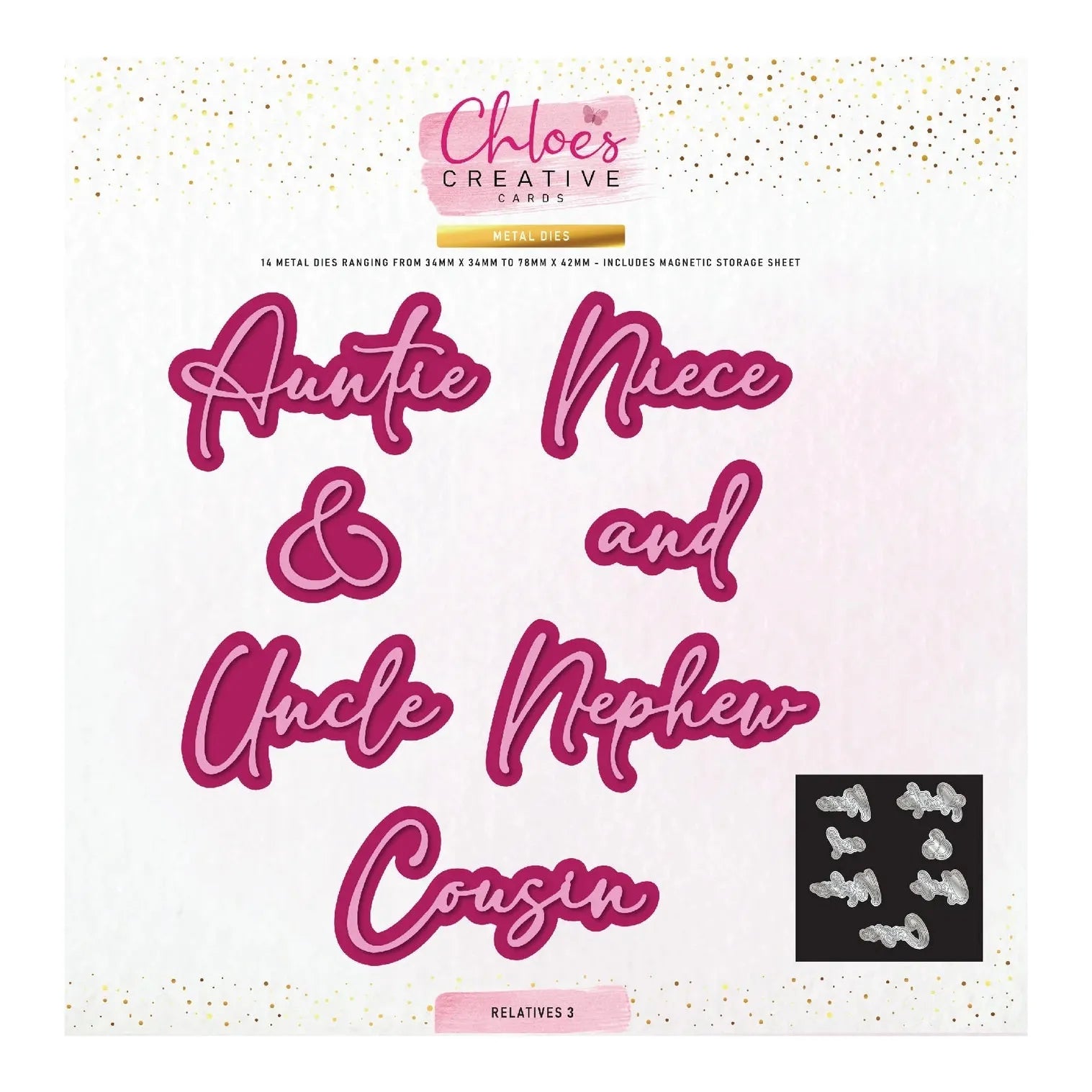 Chloe's Creative Cards Relatives 3 Dies c-mdie-rel3 words-mdie-rel3