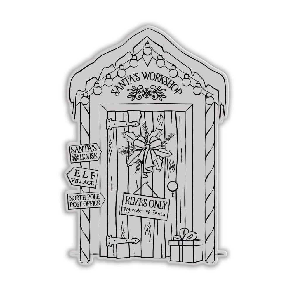 Chloe’s Creative Cards Santa’s Workshop Clear Stamp c-stam-santaw door