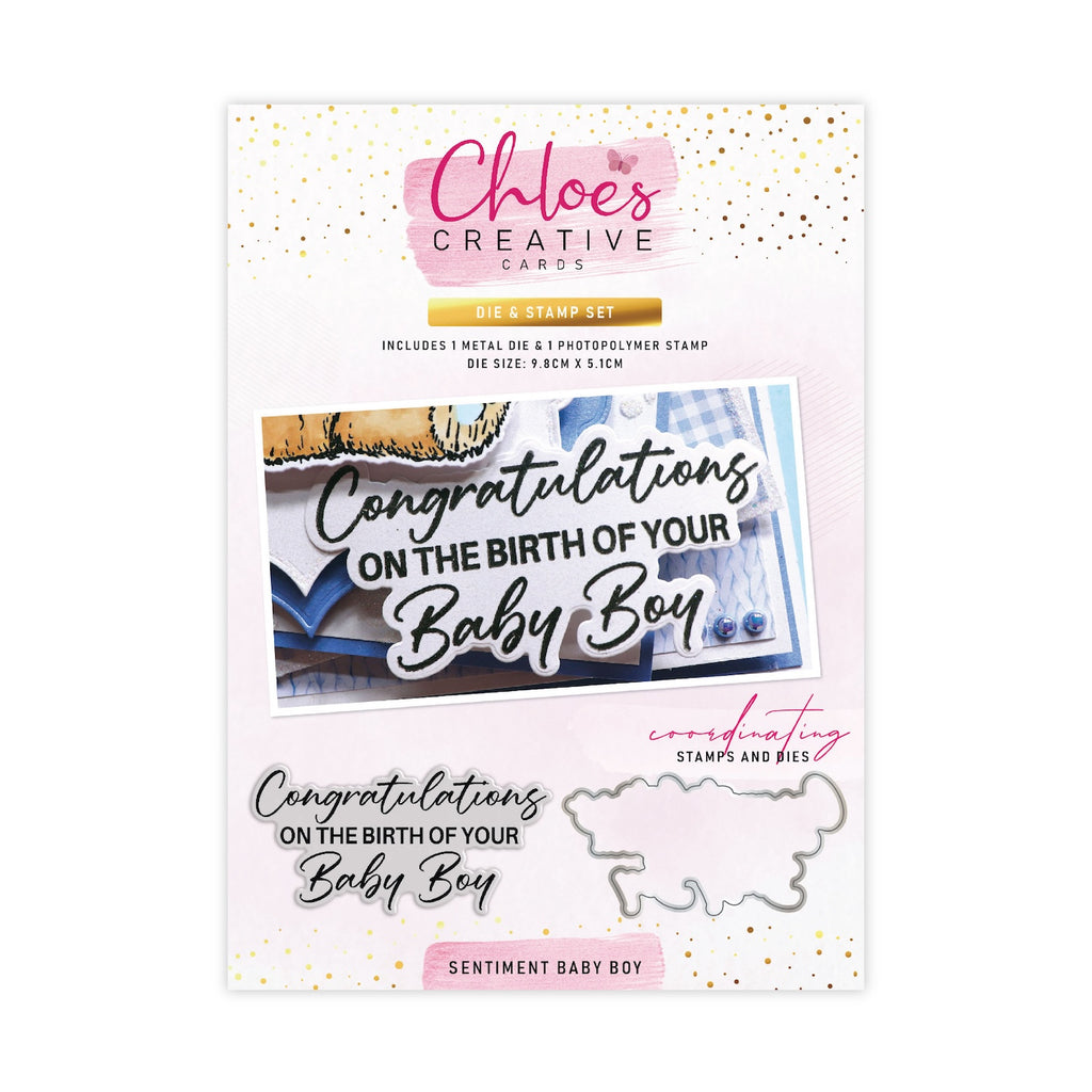 Chloe’s Creative Cards Sentiment Baby Boy Die and Stamp Set c-diest-senboy