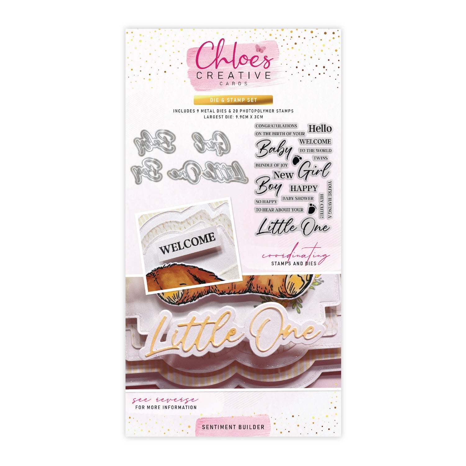 Chloe’s Creative Cards Sentiment Builder Baby Die and Stamp Set c-diest-sentbbaby