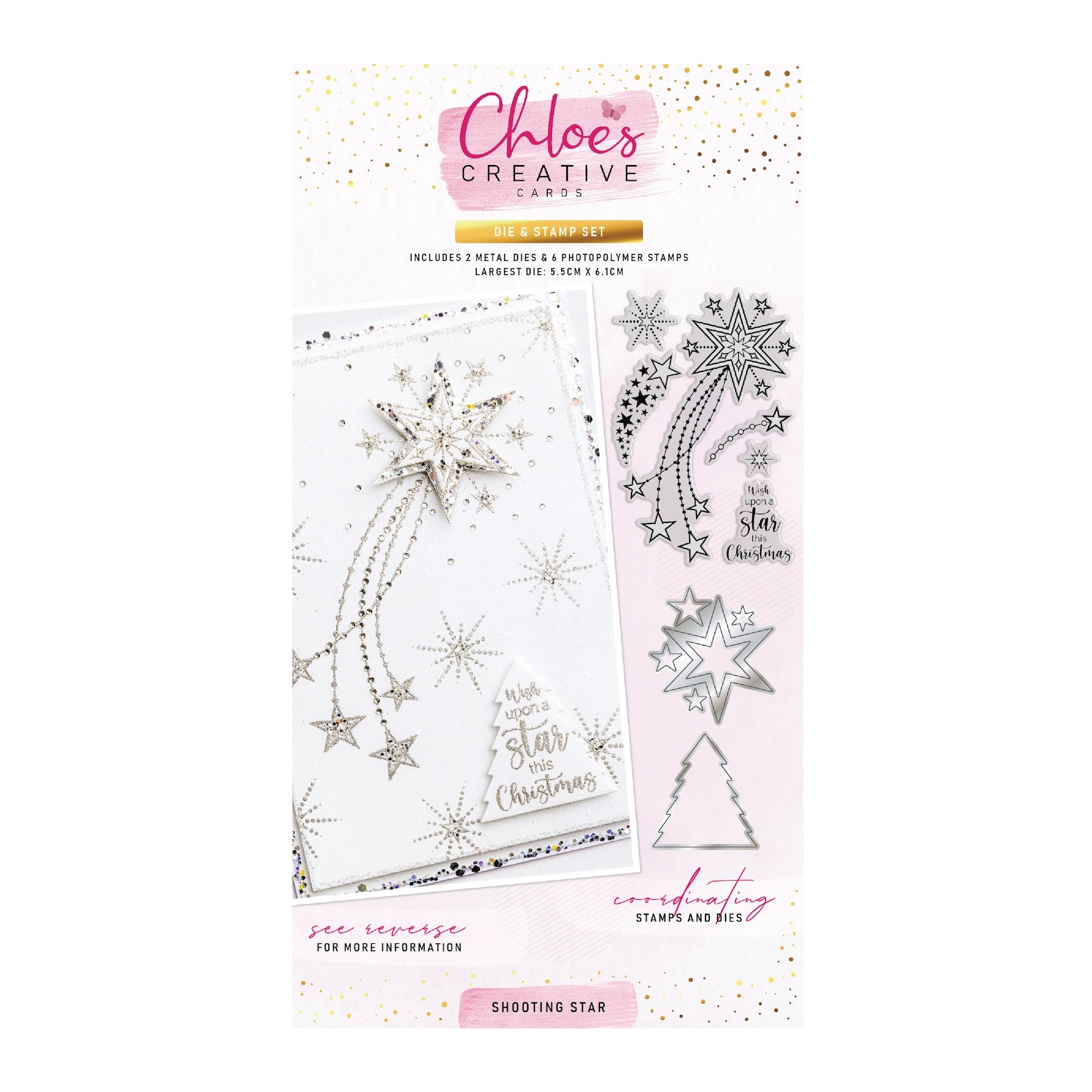 Chloe's Creative Cards Shooting Star Die and Stamp Set c-diest-shoots