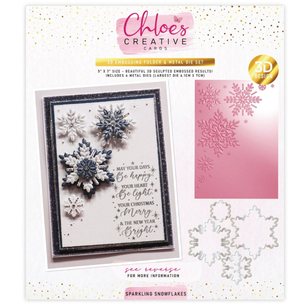 Chloe's Creative Cards Sparkling Snowflakes 3D Embossing Folder and Die c-3dembdie-sparsn