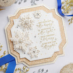Chloe's Creative Cards Sparkling Snowflakes 3D Embossing Folder and Die c-3dembdie-sparsn gold and white snowflakes new year christmas card