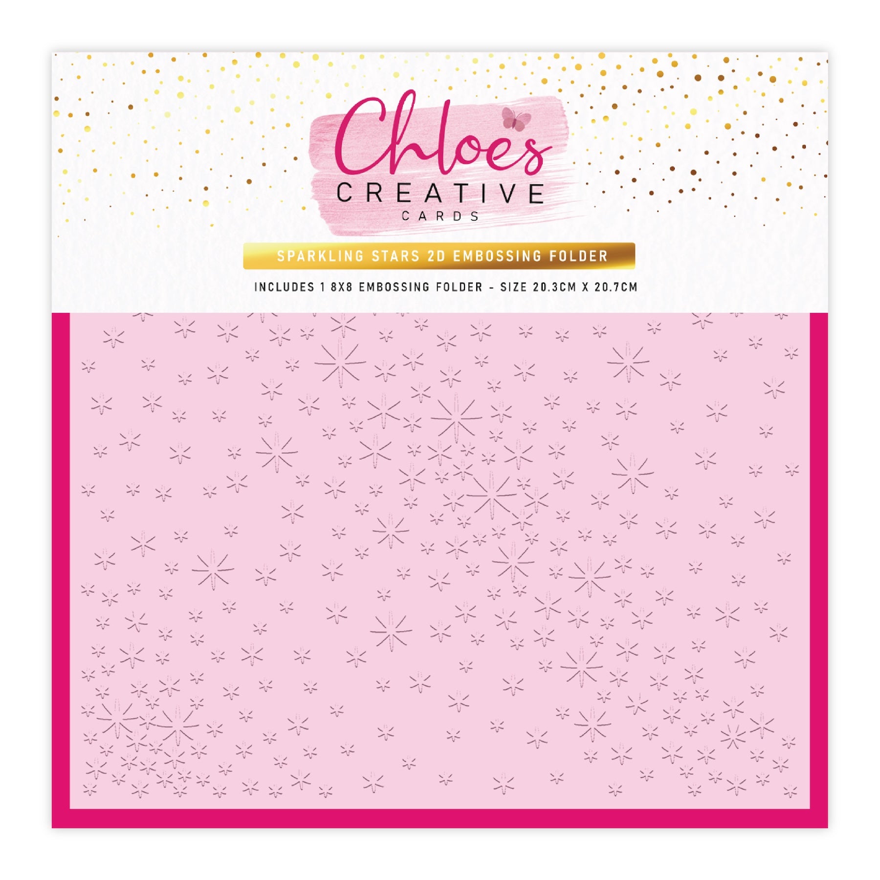 Chloe's Creative Cards Sparkling Stars 2D 8x8 Embossing Folder c-8emb-stars