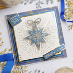 Chloe's Creative Cards Star of Wonder Die and Stamp Set c-diest-starw blue star with silver bow christmas wishes card