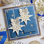 Chloe's Creative Cards Star of Wonder Die and Stamp Set c-diest-starw white star with snowflake inside sparkle bows christmas wishes card