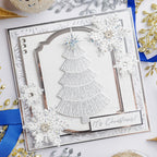Chloe's Creative Cards Starlit Christmas Tree Die and Stamp Set c-diest-starct white tree sparkle stripes white snowflakes it's christmas card