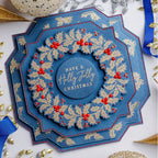 Chloe's Creative Cards Starlit Holly Wreath Die and Stamp Set c-diest-starhol red berries gold leaves christmas card