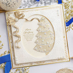 Chloe's Creative Cards Starlit Star Background 8x8 Embossing Folder c-8emb-starlb christmas tree with pearls sparkle gold bow christmas card