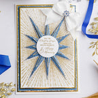 Chloe's Creative Cards Starlit Star Die and Stamp Set c-diest-stars gold and blue trim blue star card