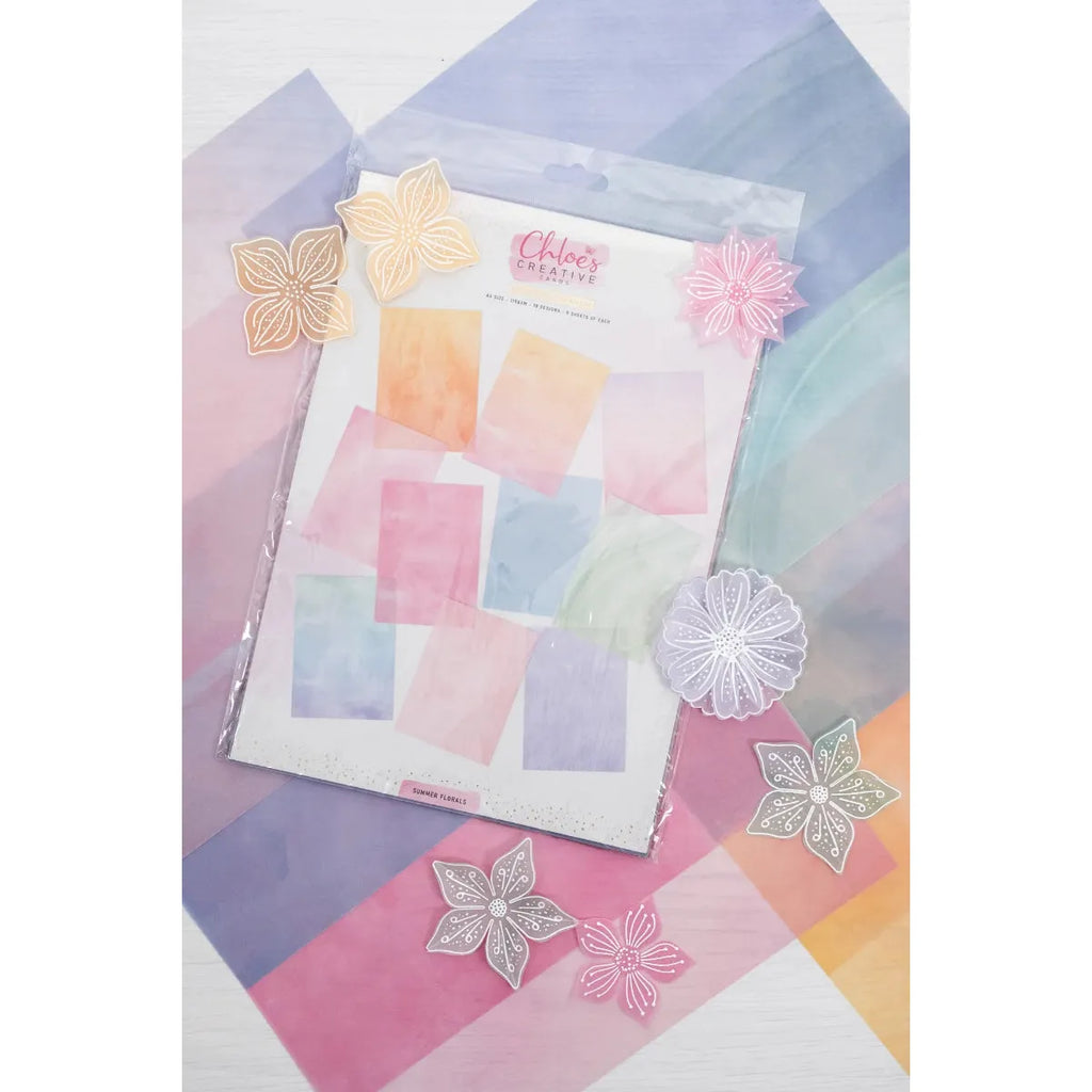 Chloe's Creative Cards Summer Floral Washes Printed Vellum c-pvel-sumflowash flowers
