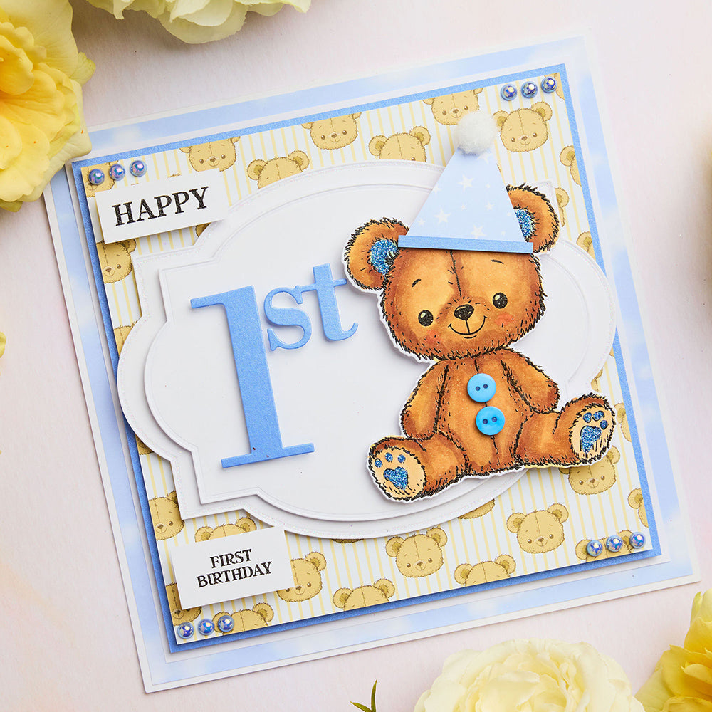 Chloe’s Creative Cards Teddy Die and Stamp Set c-diest-babyt first birthday