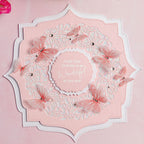 Chloe's Creative Cards Tiny Butterfly Embellishments Dies and Printed Vellum Bundle pink white layered background pink butterflies card