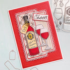 Chloe's Creative Cards Wine Bottle and Glass Die and Stamp Set c-diest-hhwine cheers