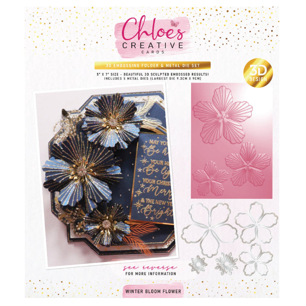 Chloe's Creative Cards Winter Bloom Flower 3D Embossing Folder and