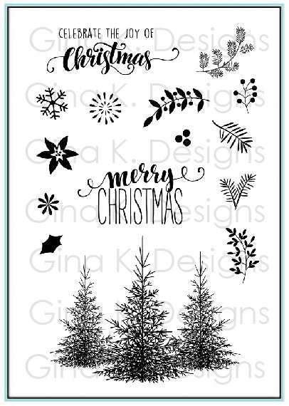 Gina K Designs CHRISTMAS GREENERY Clear Stamps 9513