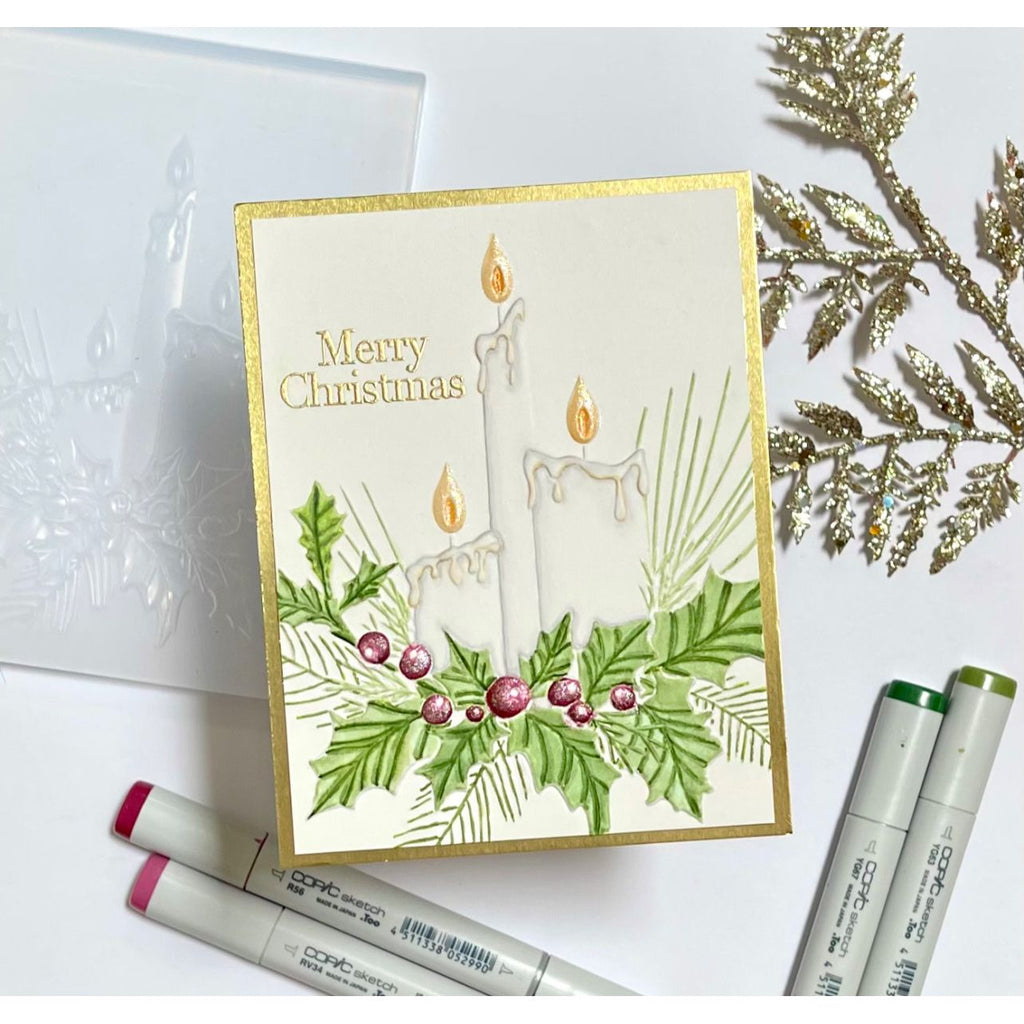 Simon Says Stamp Embossing Folder Christmas Candles sf566 Sugar and Spice Holiday Card | color-code:ALT06