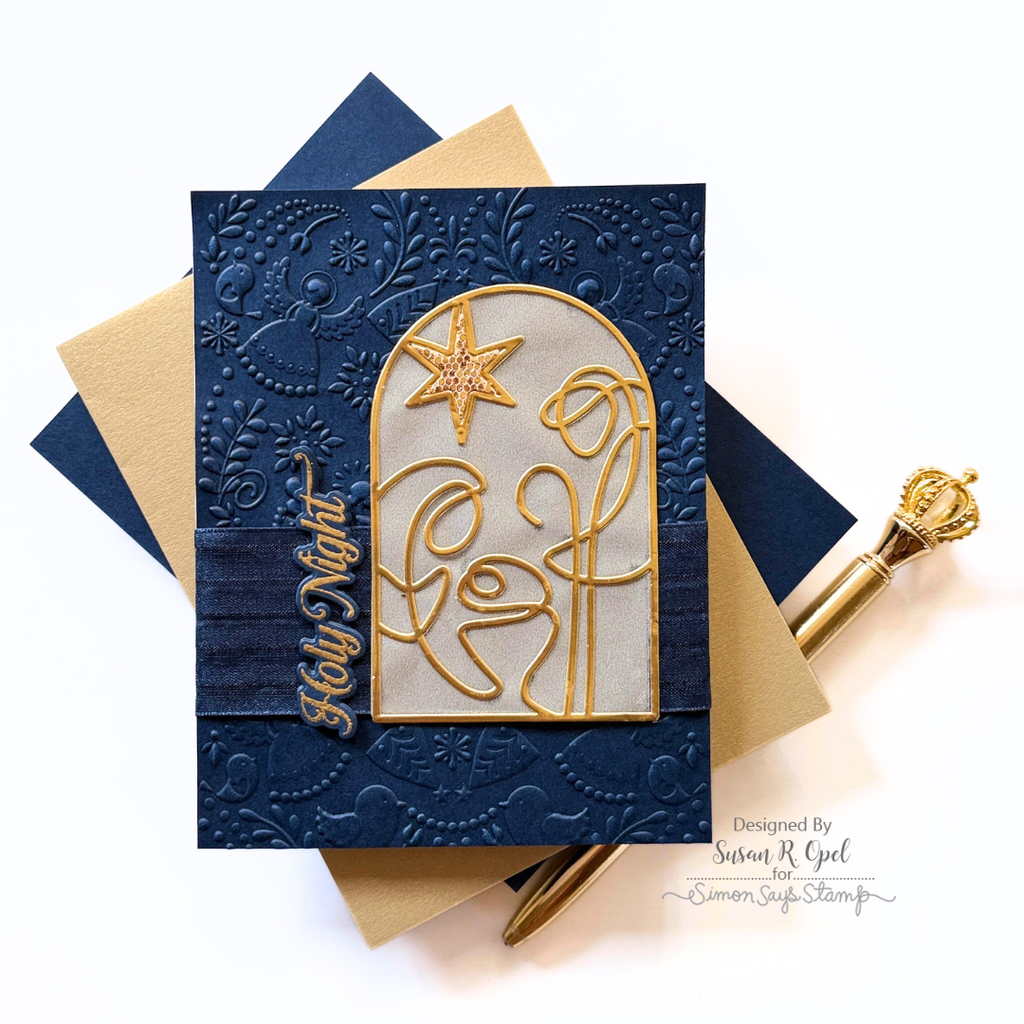 Simon Says Stamp Embossing Folder Christmas Angels sf567 And Everything Nice Christmas Card | color-code:ALT02