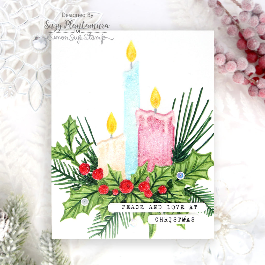 Simon Says Stamp Embossing Folder Christmas Candles sf566 Sugar and Spice Christmas Card | color-code:ALT04