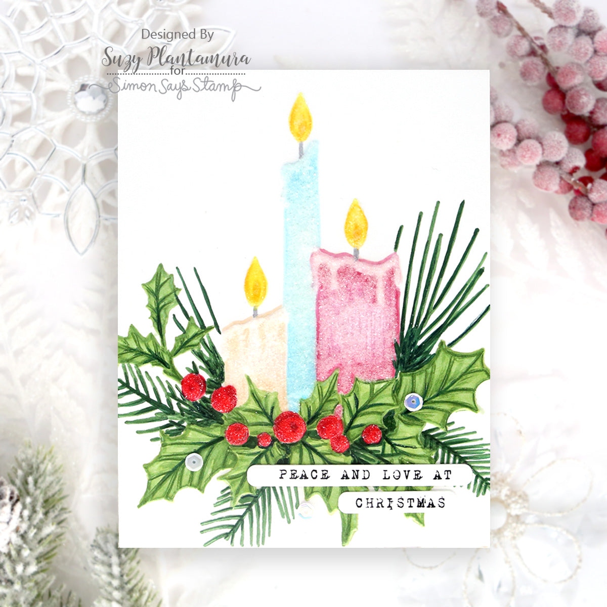 Simon Says Stamp Embossing Folder Christmas Candles sf566 Sugar and Spice Christmas Card | color-code:ALT04
