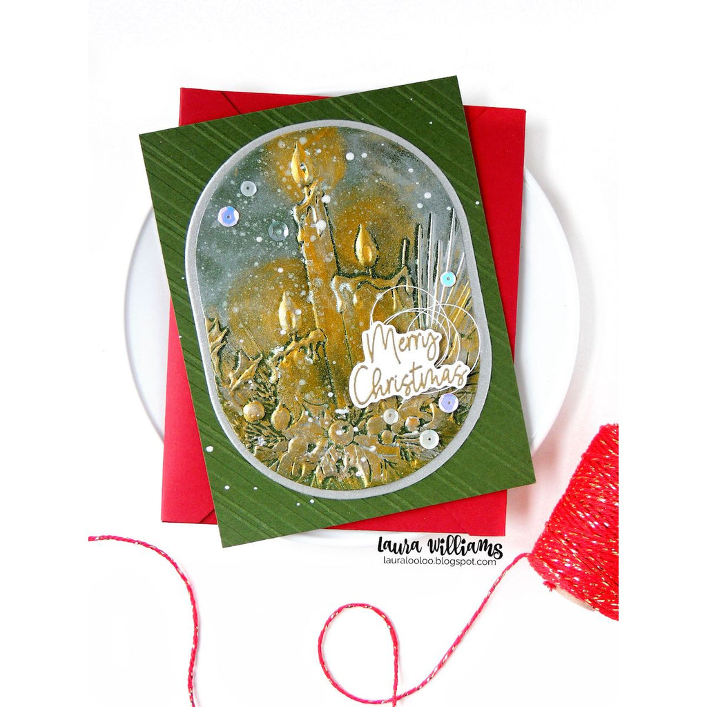 Simon Says Stamp Embossing Folder Christmas Candles sf566 Sugar and Spice Christmas Card