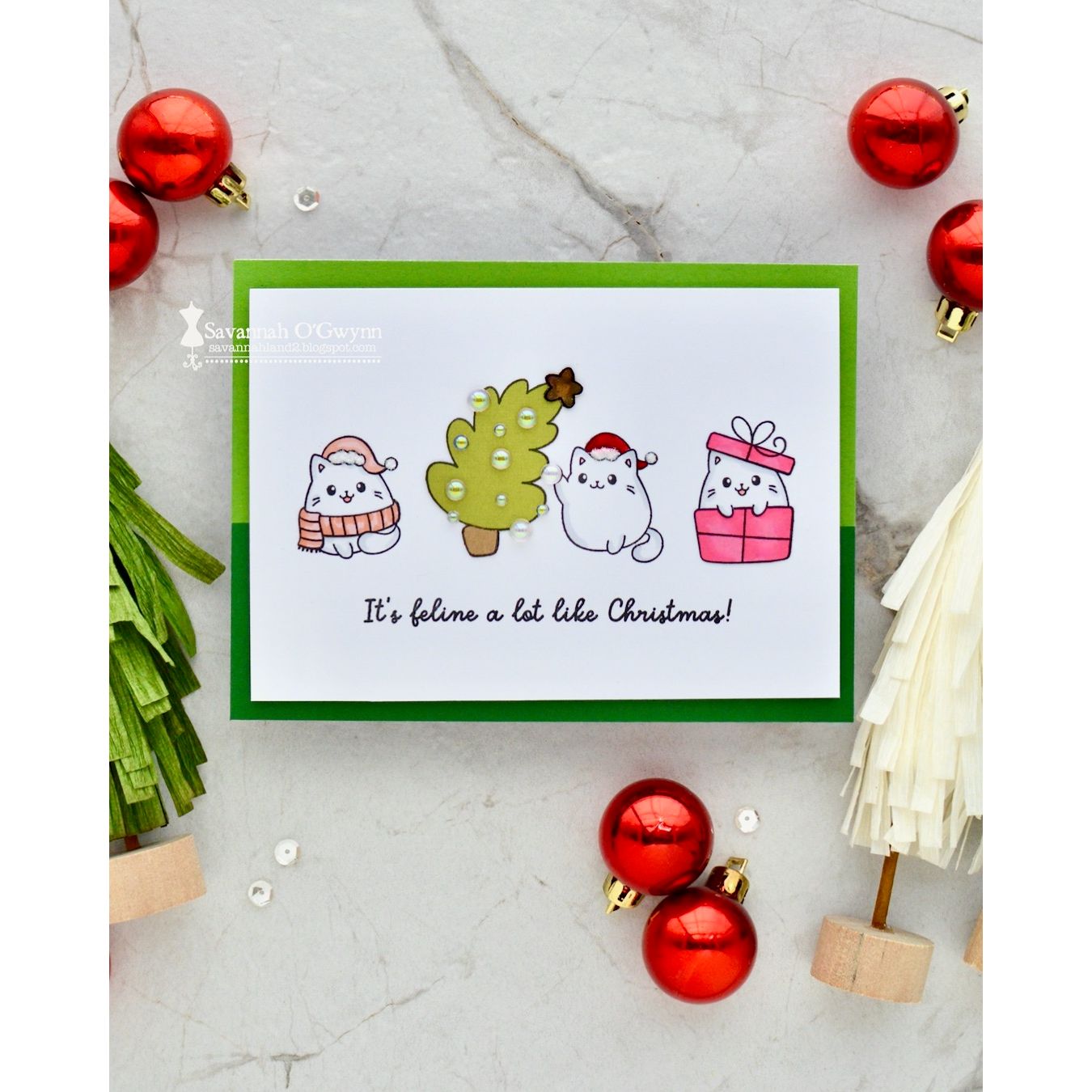 Simon Says Stamps and Dies Christmas Cats set1067cc Sugar and Spice Christmas Card