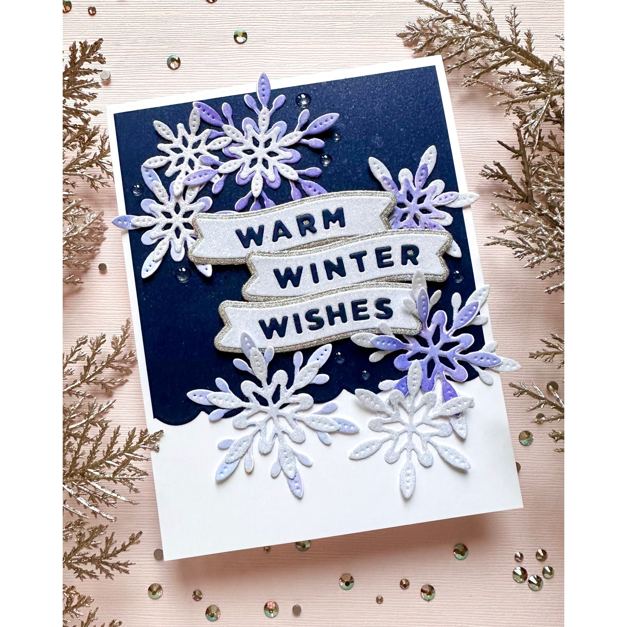 Simon Says Stamp Chunky A2 Scallop Rectangles Wafer Dies 1368sd DieCember Winter Card